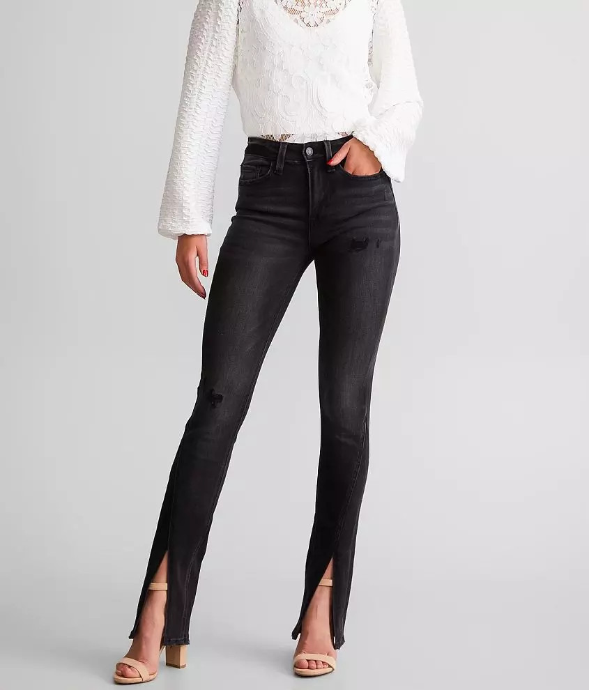 High Rise Slim Straight Split Jean | Buckle