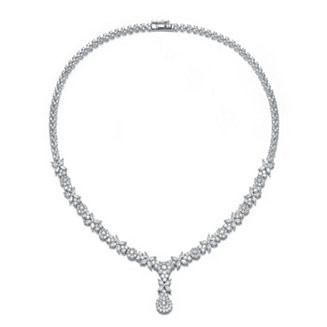 Women Sterling Silver White Gold Plated Cubic Zirconia Drop Necklace | Macy's