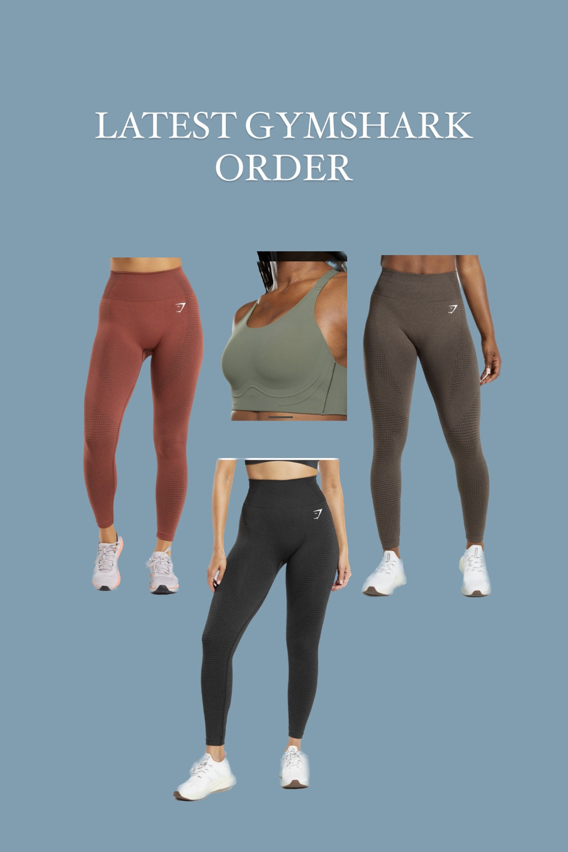 My latest gymshark order. these are my go to leggings for any workout, super compressive & flattering! excited to try the sports bra out  