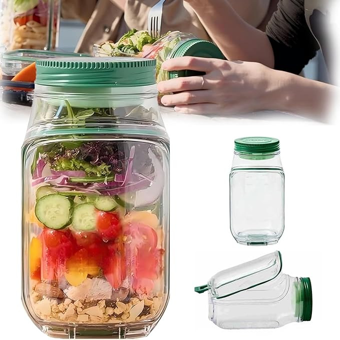 Salad Pod Mason Jar Side Open, Integrated Salad Container, Portable Salad Container Salad Box Mic... | Amazon (US)