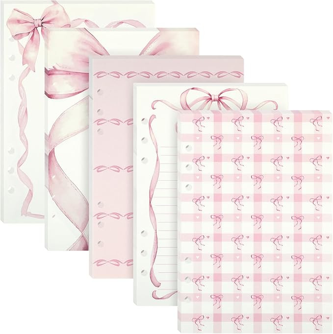 100 Sheets Pink Bow A5 Refills Paper for Planner Inserts Binder, Thick 6 Hole Notebook Refill, 12... | Amazon (US)