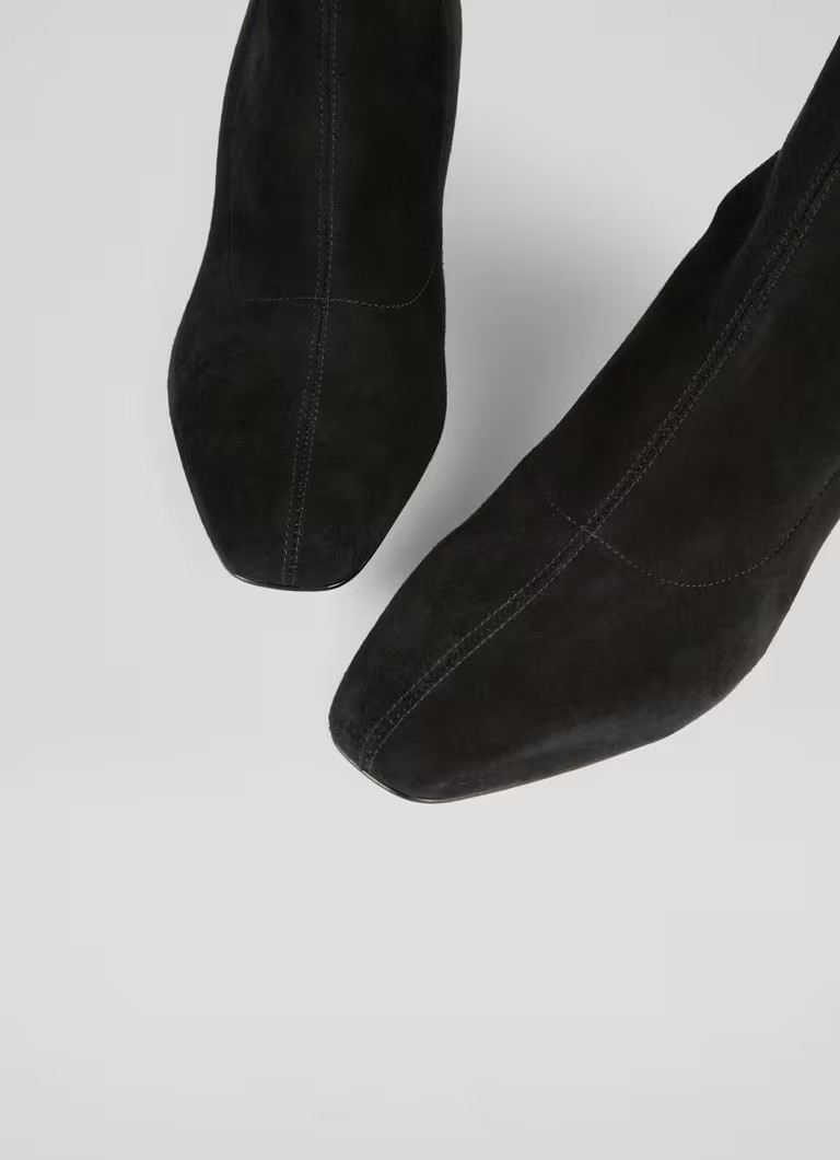 Grove Black Leather Low Block Stretch Ankle Boots | L.K. Bennett (UK)
