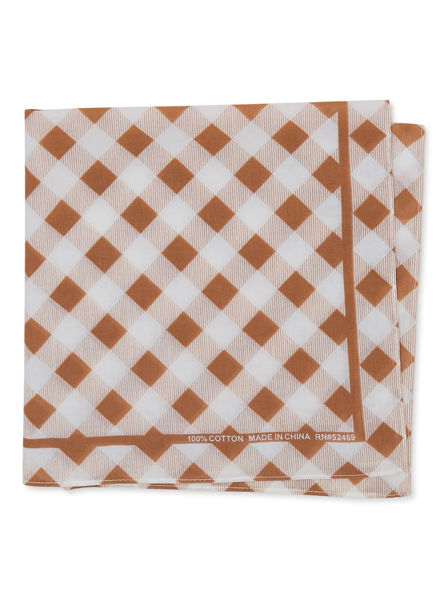 Time and Tru Women's Tan and White Buffalo Check Bandana | Walmart (US)