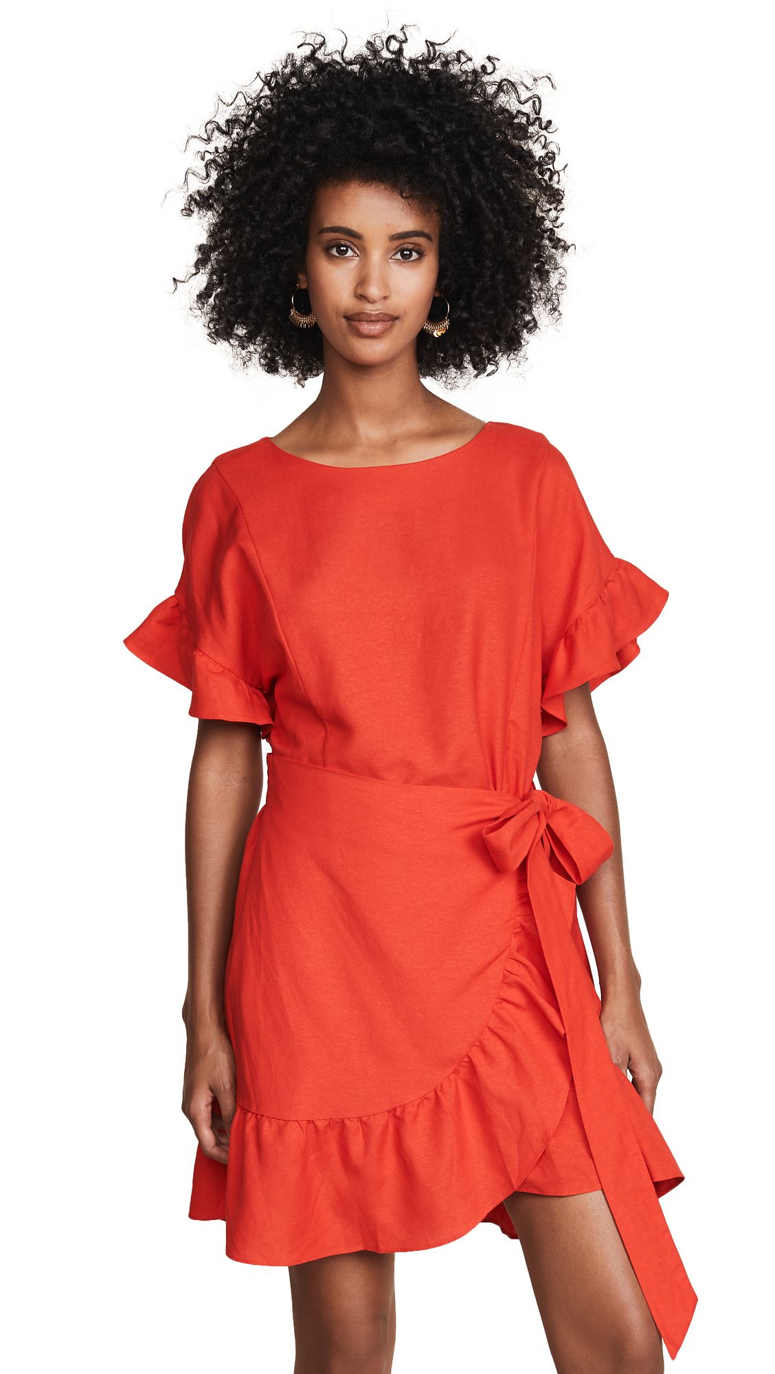 ASTR the Label Linen Ruffle Wrap Dress | Shopbop