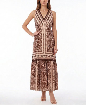 Women's Floral Print V-Neck Ruffle Hem Dress | Macy's
