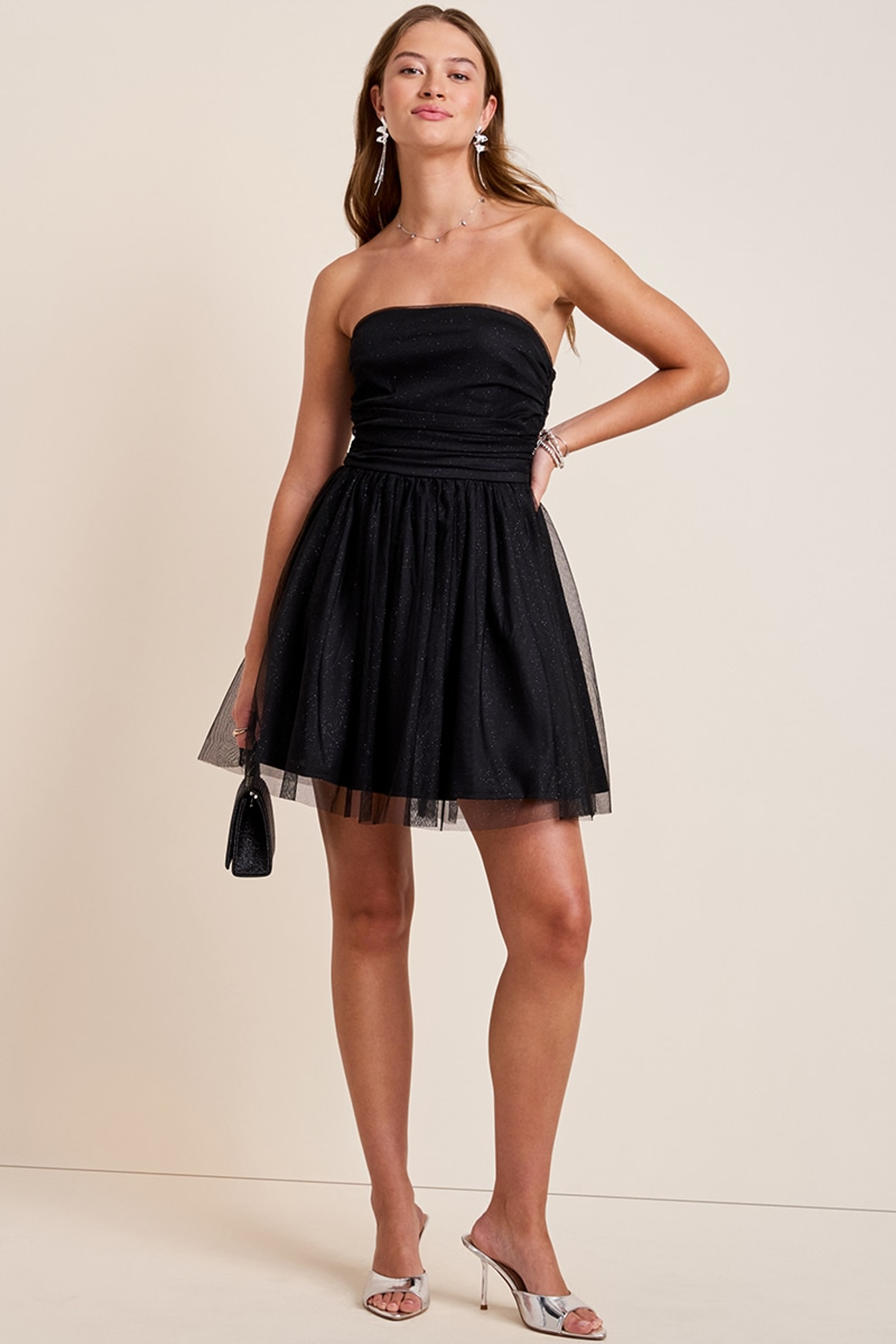 Dora Strapless Glitter Mini Dress | Francesca's