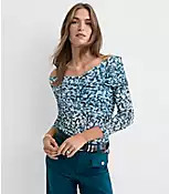 Geo Mesh Ruched Off The Shoulder Top | LOFT