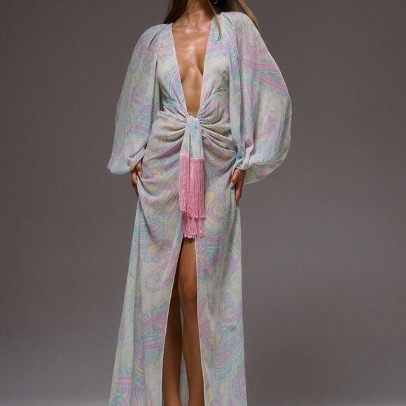 Multicolor Boho Womens Floral Paisley Print Chiffon Maxi Dress | Poshmark