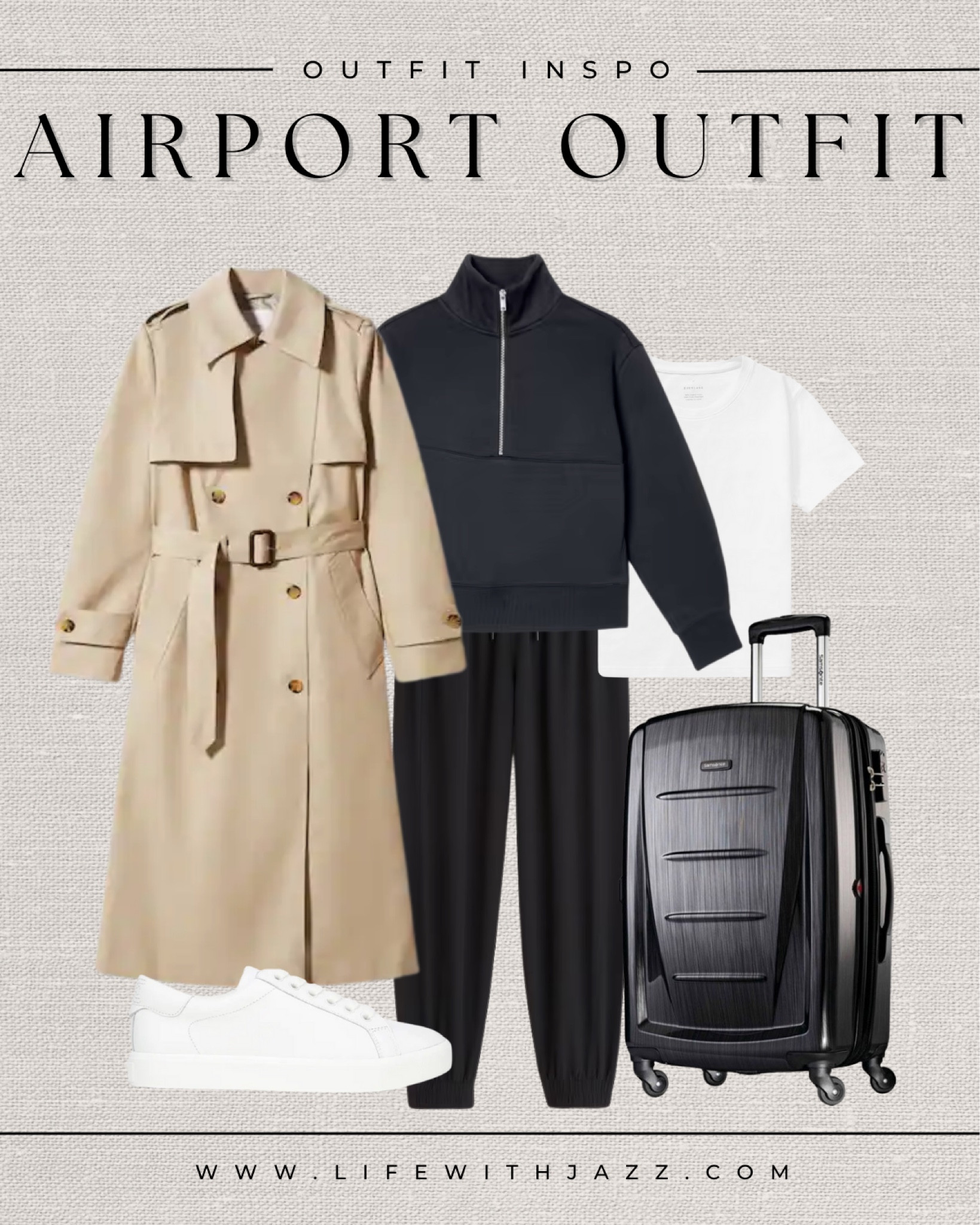 Comfy airport outfit 

- travel outfit, airport outfit, sweats, track sweater, quarter zip up, white tee, sneakers, suitcase, carry-on, Amazon 


#LTKtravel #LTKstyletip