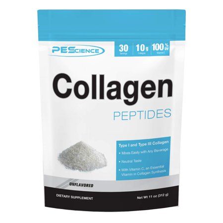 PEScience Collagen Peptides Powder Hydrolyzed Collagen Protein with Vitamin C 30 Servings Unflavored | Walmart (US)