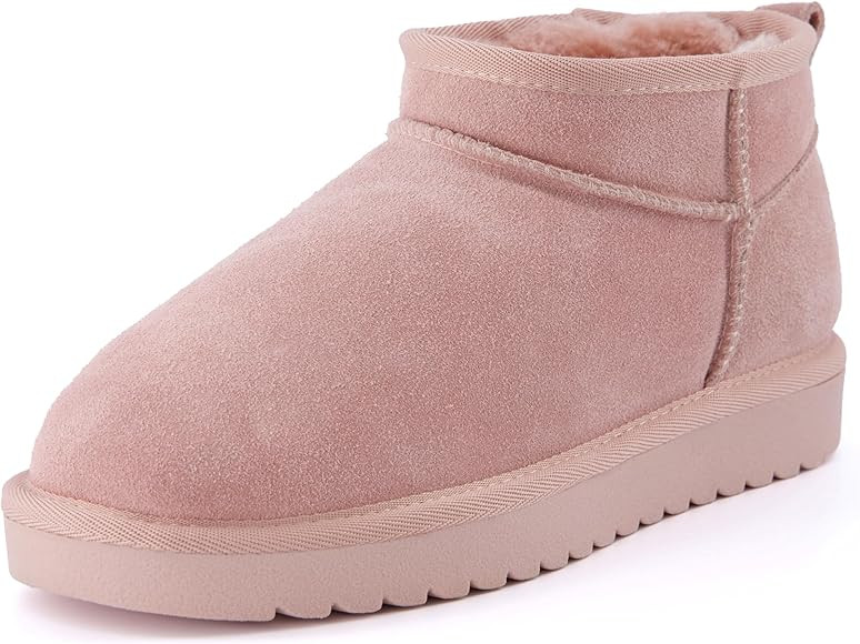 CUSHIONAIRE Women's Hip 2 Genuine Suede Ankle Snow Boots - Pull-On with Cozy Faux Shearling Linin... | Amazon (US)