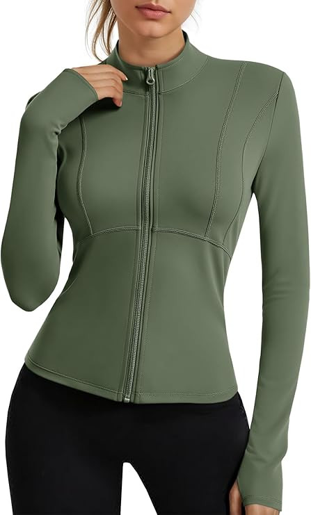 Fisoew Womens Long Sleeve Workout Jackets Zip Up UPF 50+ Lightweight Slim Athletic Running Hiking... | Amazon (US)