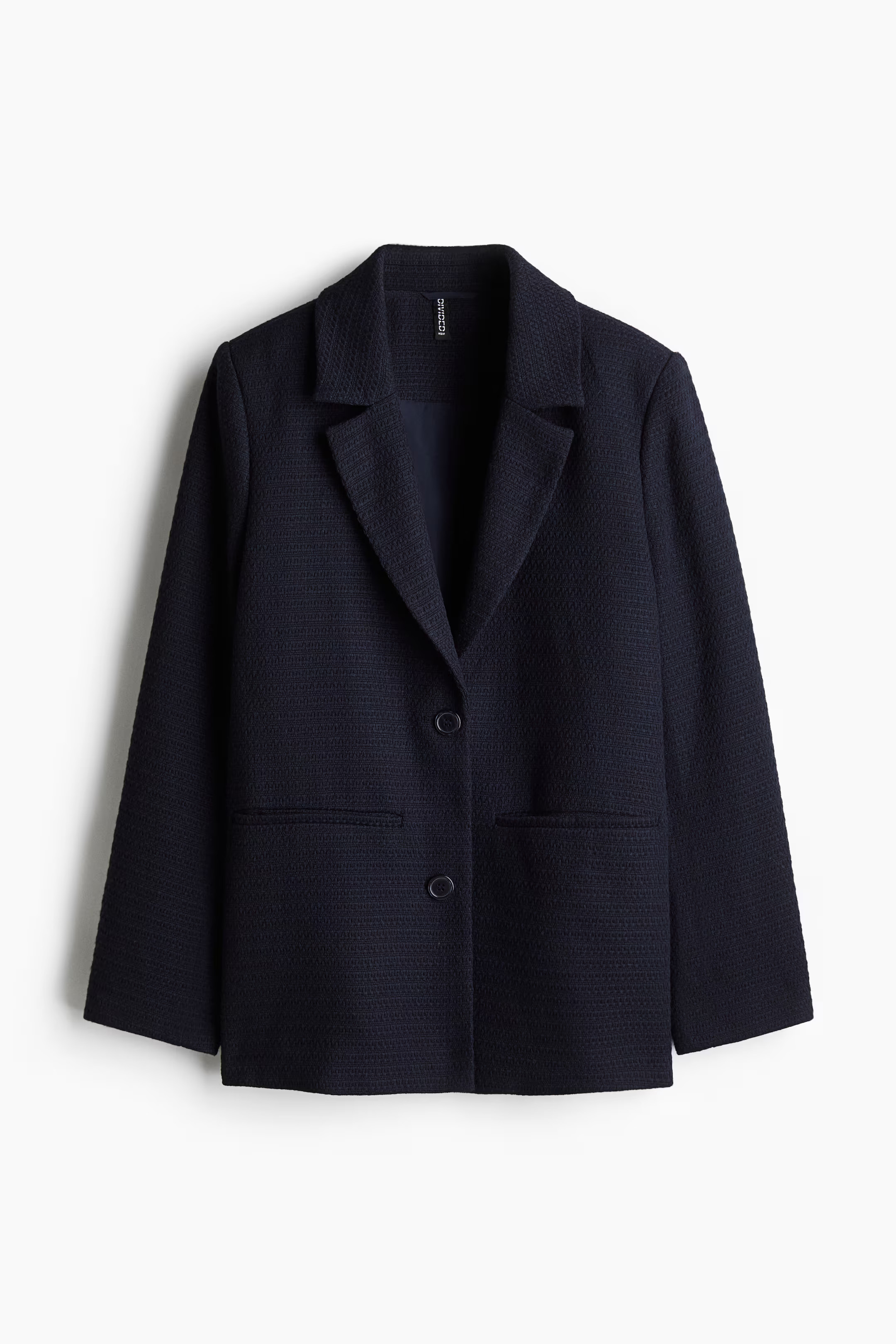 Textured-Weave Blazer - Navy blue - Ladies | H&M US | H&M (US + CA)