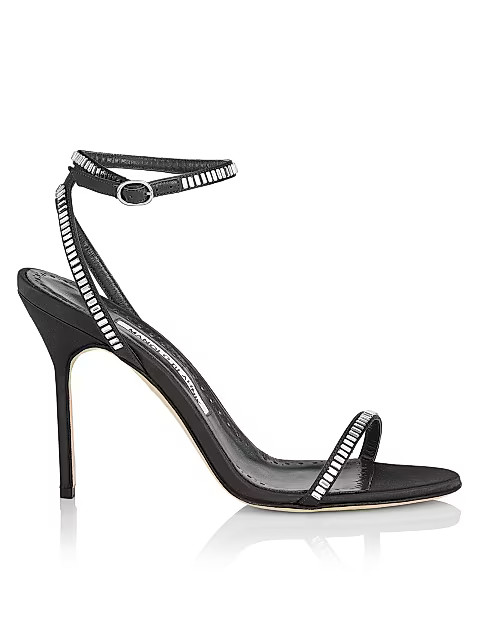 Manolo Blahnik Crinastra Crystal-Embellished Satin Sandals | Saks Fifth Avenue