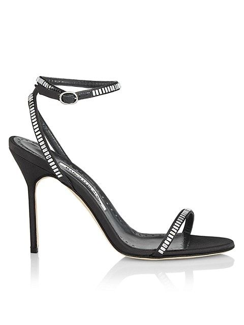 Manolo Blahnik Crinastra Crystal-Embellished Satin Sandals | Saks Fifth Avenue