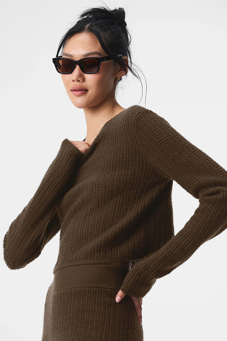 Cashmere Plush Waffle Cropped Long Sleeve | Alo Yoga (US)