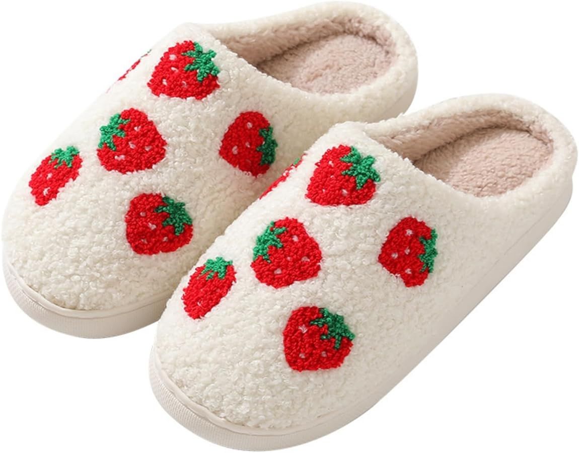 Women Slippers Cute Pattern Big Heart Mushroom Warm Soft Bedroom Shoes Fuzzy Closed Toe Sandals N... | Amazon (US)