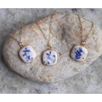 Porcelain Necklace Gold Porcelain Ceramic Chinese Blue White Jewelry Bridal | Etsy (US)