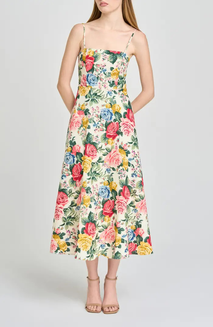 Josefina Floral Linen Blend Midi Dress | Nordstrom