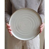 2 White Ceramic Plate, Pottery Handmade Plates, Dinner Plates Set Of 2, Large Elegant Stoneware Plat | Etsy (US)