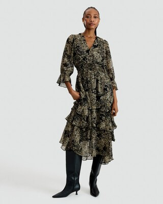 The F&F Edit Paisley Print Tiered Midi Dress in Multi Black White | Tesco F&F