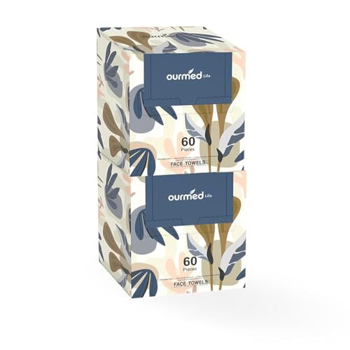 Ourmed Life Face Towels, Disposable Biodegradable Facial Towels for Sensitive Skin, Lint- free Face Wipes for Washing Face, Skincare and Makeup Remover, Dry Wipes, 10"×7.8" Extra Large, 120 Count | Amazon (US)