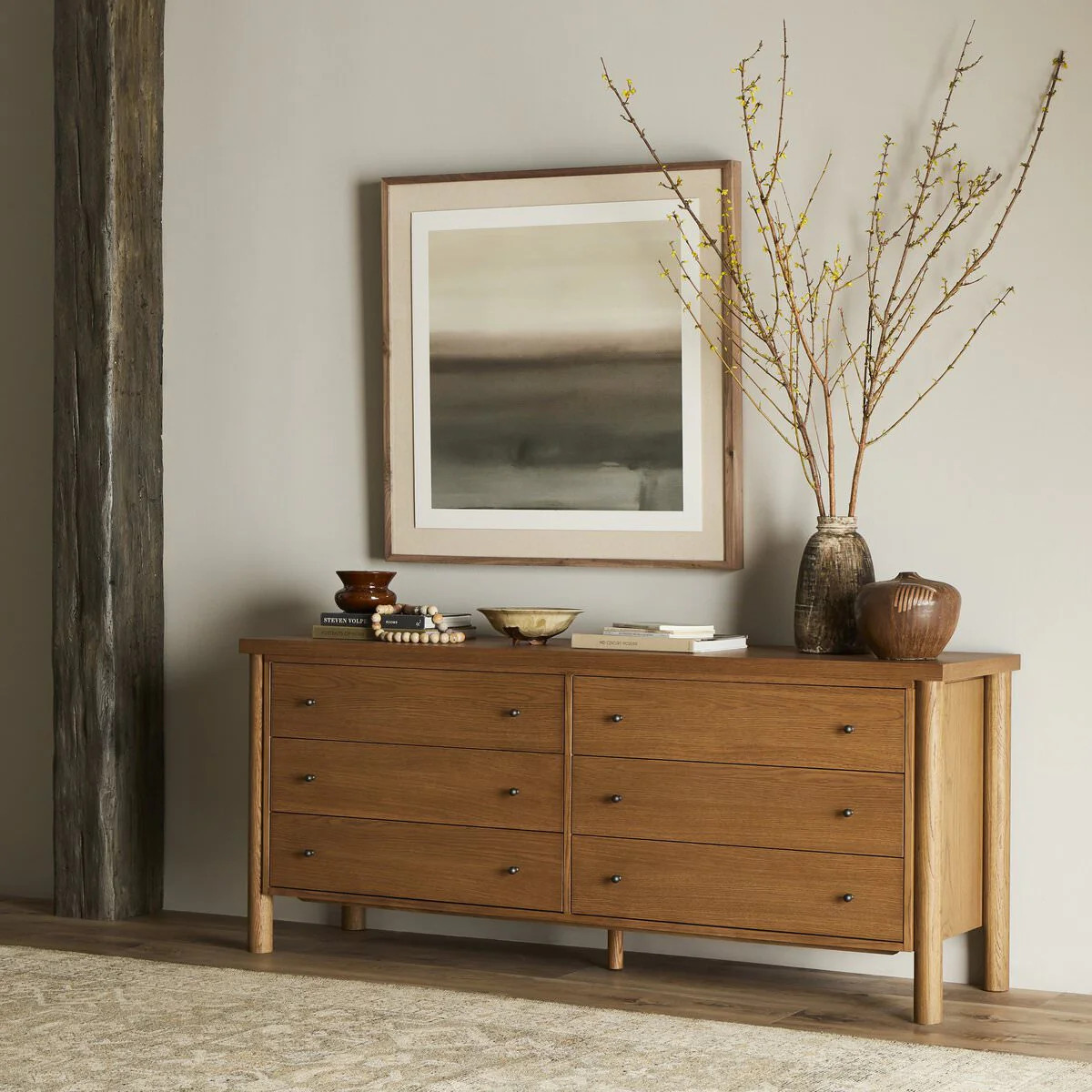 Four Hands Roark 6 Drawer Dresser in Amber Oak Veneer | The Addison West