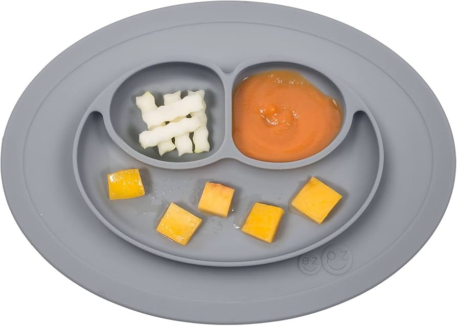 ezpz Mini Mat for 12 Months+ (Gray) - 100% Silicone Baby Plates with Suction and Built-in Placema... | Amazon (US)
