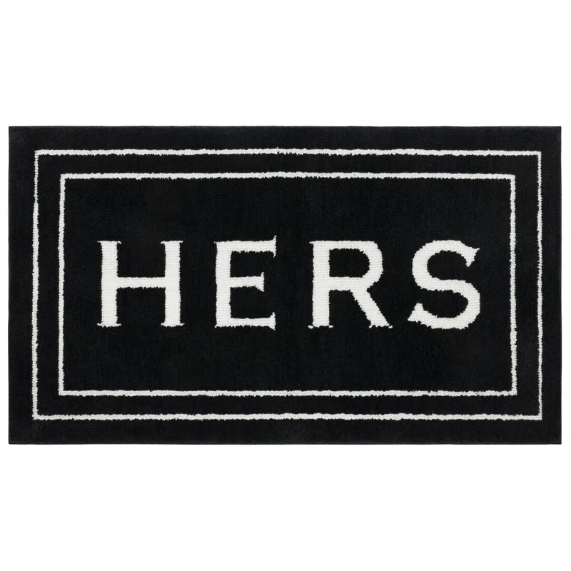 Ghobad Hers Bordered Polyester Machine Washable Bath Rug | Wayfair North America