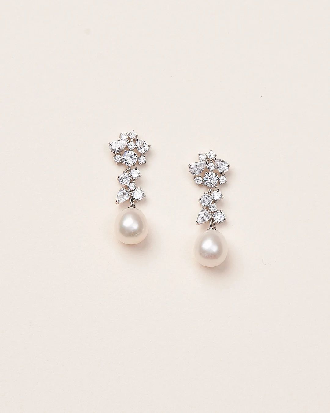CZ Pearl Wedding Earrings, Freshwater Pearl Bridal Earrings, Clip on Pearl Bridal Earrings, Weddi... | Etsy (US)