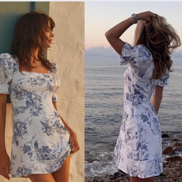 Evianna Linen Dress NEW! Lupine Blue Floral 10 | Poshmark