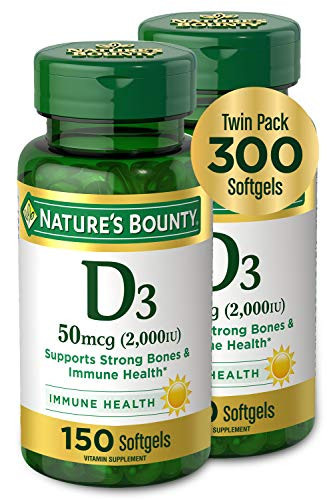 Nature's Bounty Vitamin D3, Supports Immune System and Bone Health, 50mcg, 150 Softgels (Pack of 2) | Amazon (US)