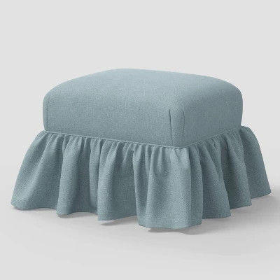 Ruffle Skirt Ottoman Classic Linen Seaglass - Threshold™ designed with Studio McGee | Target