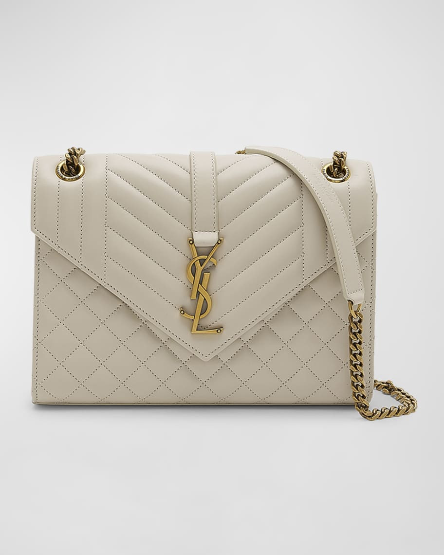Saint Laurent Envelope Triquilt Medium YSL Shoulder Bag in Smooth Quilted Leather | Neiman Marcus