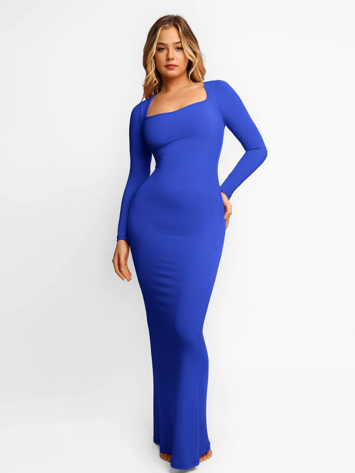 Built-In Shapewear Long Sleeve Maxi Lounge Dress | Popilush | Popilush
