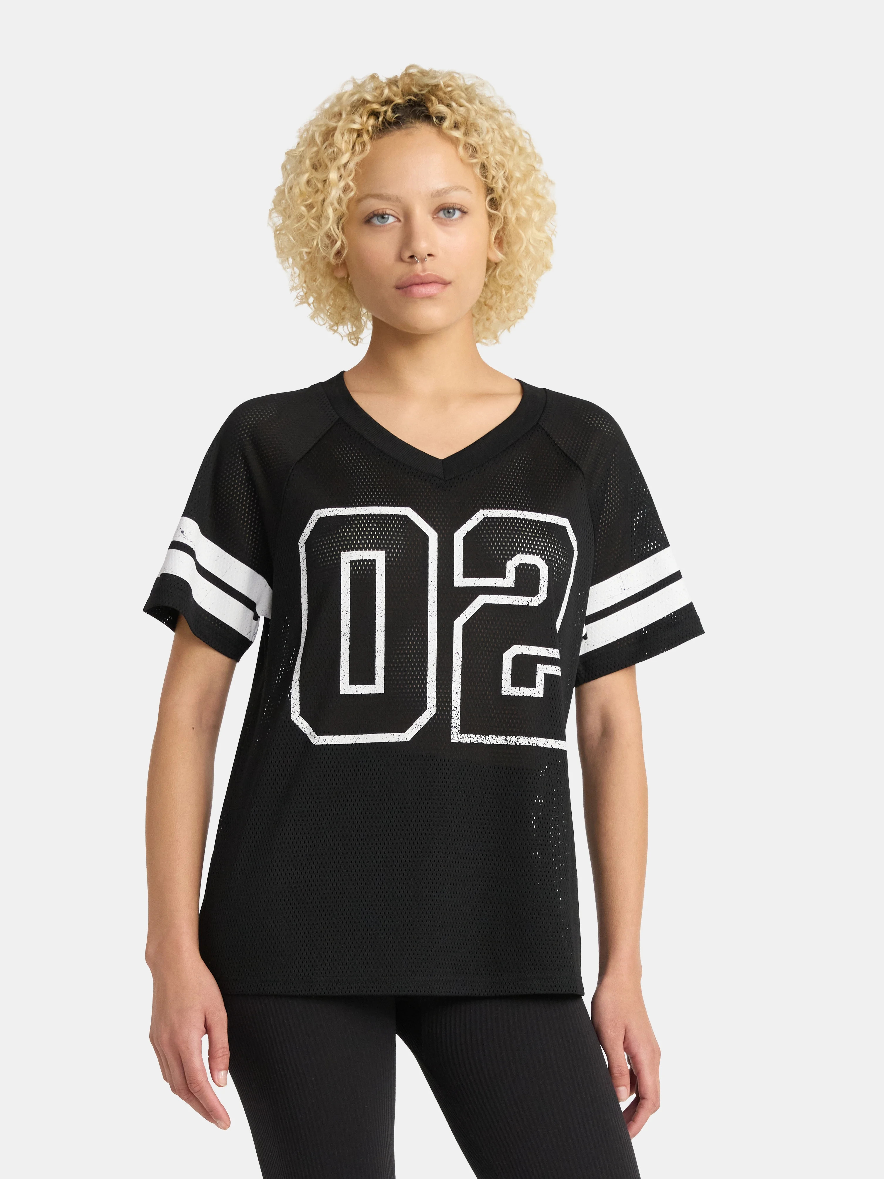 No Boundaries Graphic Mesh Football Tee, Women's | Walmart (US)