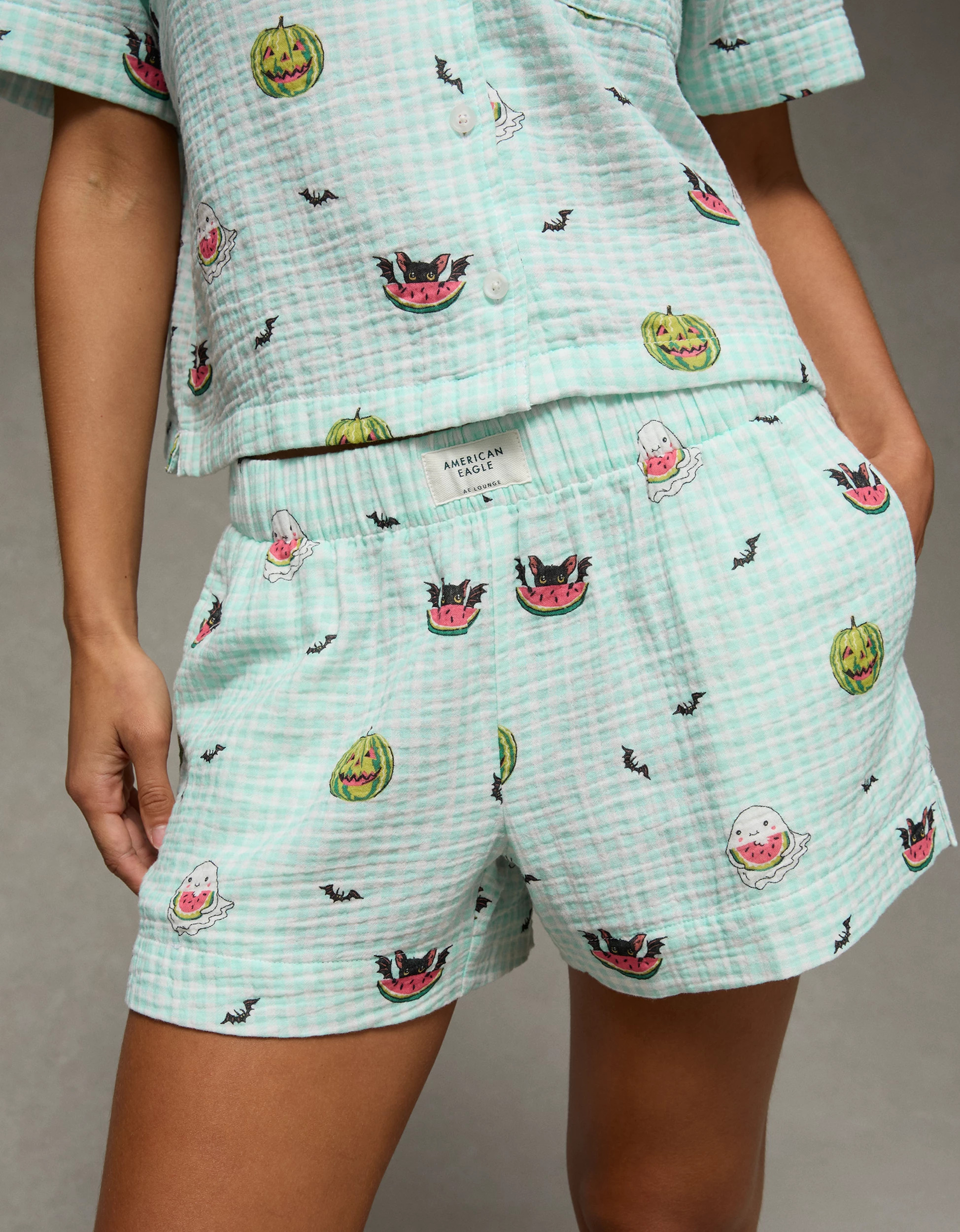 AE Cotton Gauze Short-Sleeve PJ Set | American Eagle Outfitters (US & CA)