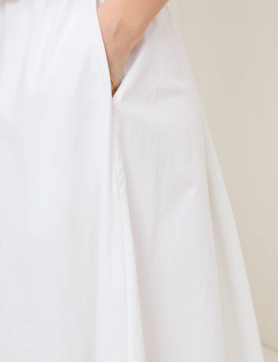 White Poplin Midi Skirt | Nobody's Child