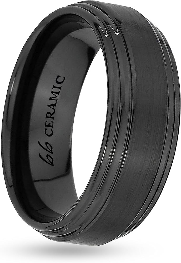 Boston Bay Diamonds Black Ceramic Unisex Comfort Fit Mens Wedding Band or Fashion Ring - 6mm, 7mm... | Amazon (US)