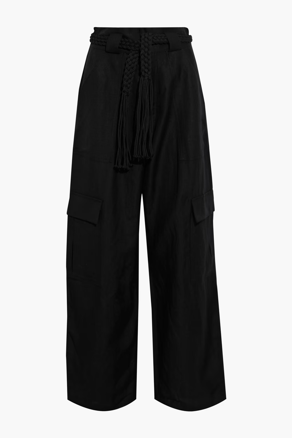 Belted linen-blend wide-leg pants | The Outnet (UK and Europe)