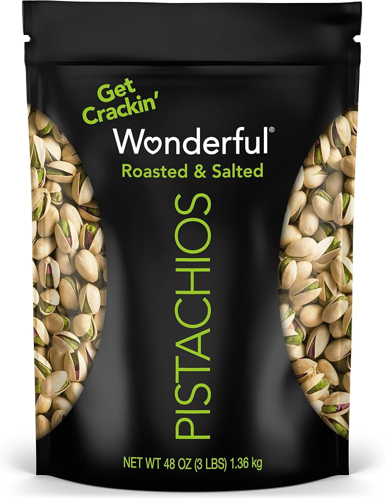 Wonderful Pistachios In Shell, Roasted & Salted Nuts, 48 Ounce Resealable Bag, Protein Snacks, Bu... | Amazon (US)