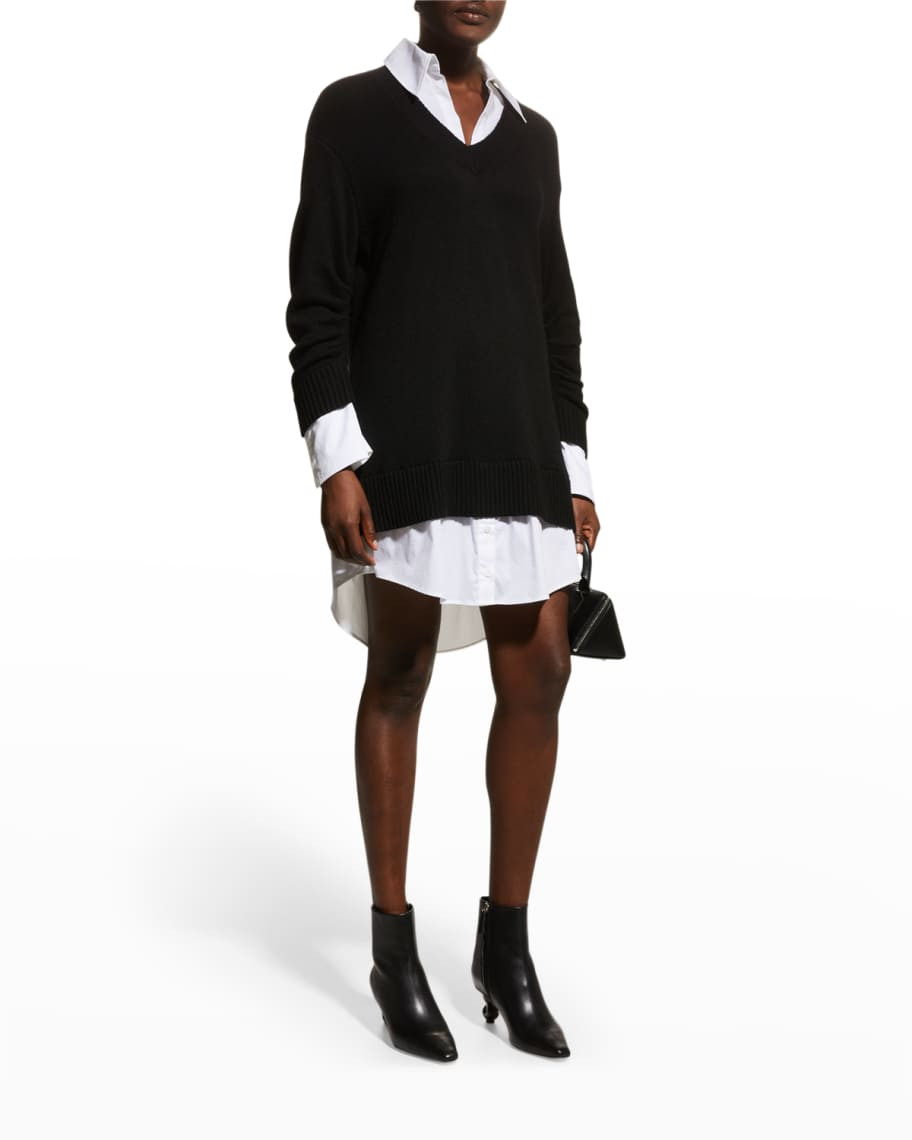 Santina Collared Combo Mini Dress | Neiman Marcus