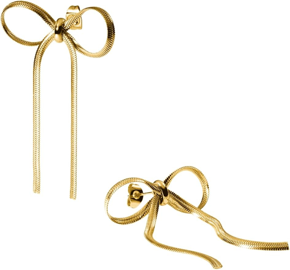 Purelei® Schleifen Ohrringe – wasserfest | Elegante Bow-Ohrringe in Schlangenketten-Optik | Ed... | Amazon (DE)