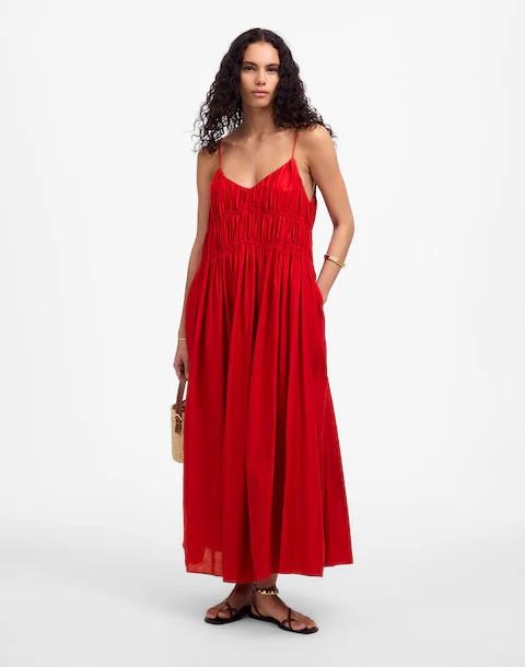 Textured V-Neck Midi Dress | Madewell | Madewell