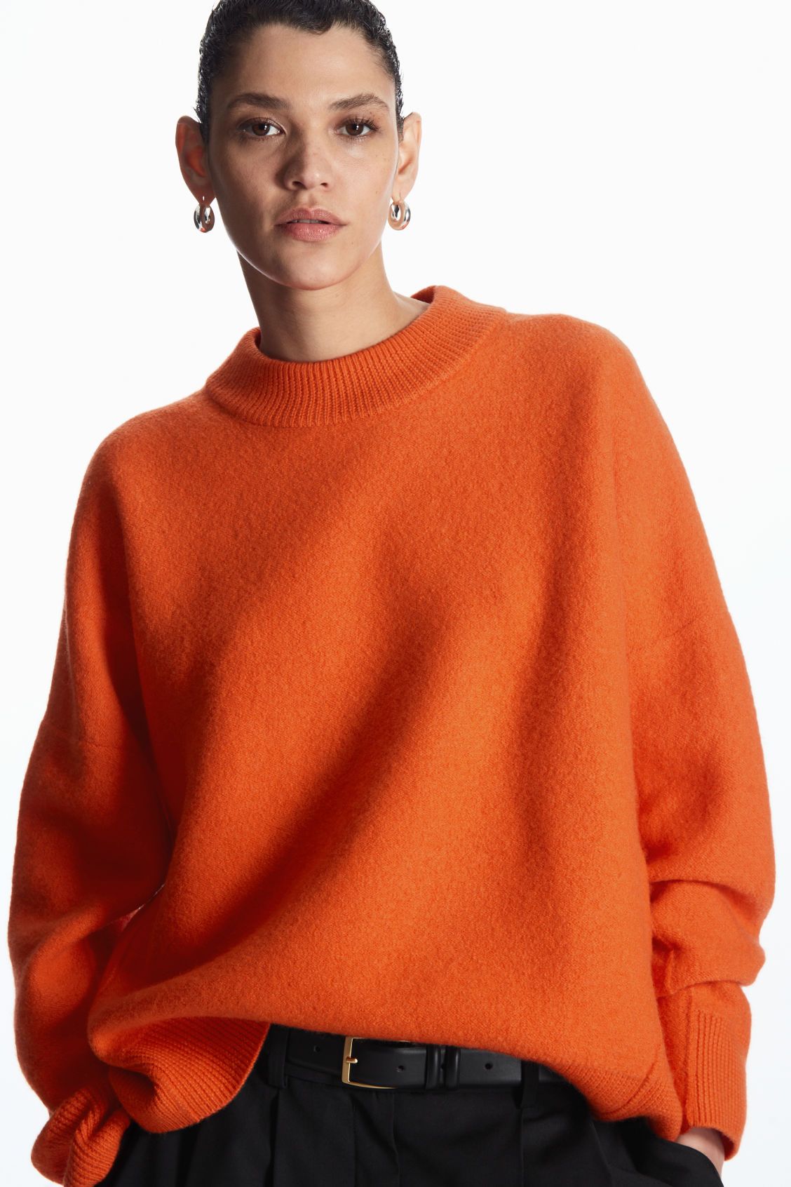 DROPPED-SHOULDER BOILED-WOOL SWEATER | COS (US)