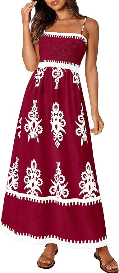 PRETTYGARDEN Summer Dress for Women 2026 Floral Sundress Spaghetti Strap Flowy Beach Vacation Boh... | Amazon (US)