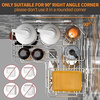 Amazon.com: Shower Caddy Corner with Soap Holder, 2 Pack Stainless Steel Shower Organizer Corner ... | Amazon (US)