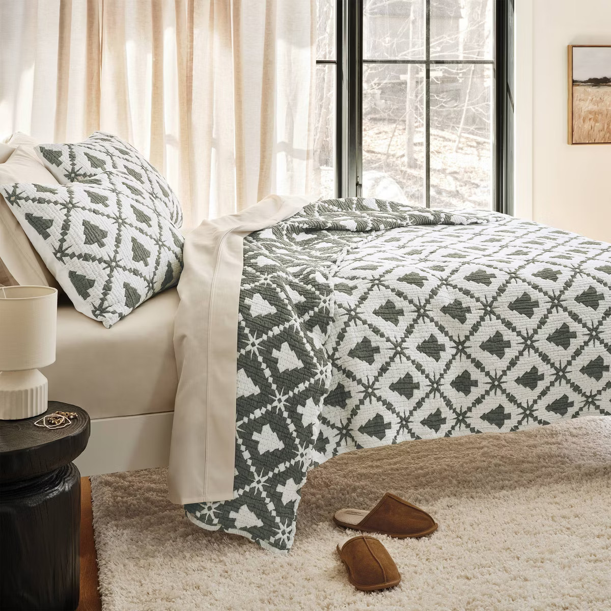King Holiday Matelasse Quilt Set Green - Threshold™ | Target