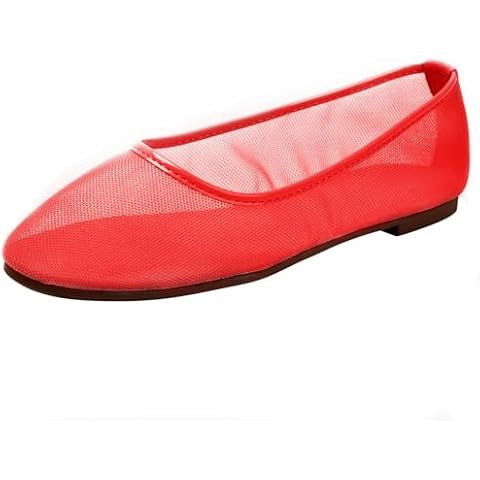 Womens Mesh Ballet Flats Slip On Tulle Ballerina Flats Casual Round Toe Work Shoes | Amazon (US)