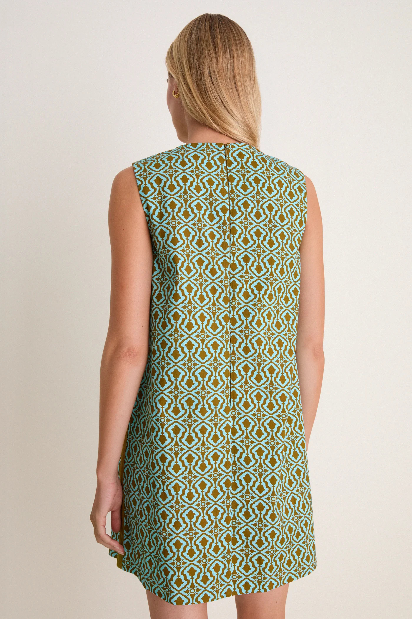 Turquoise & Brown Geo Bitsy Mini Dress | Tuckernuck (US)